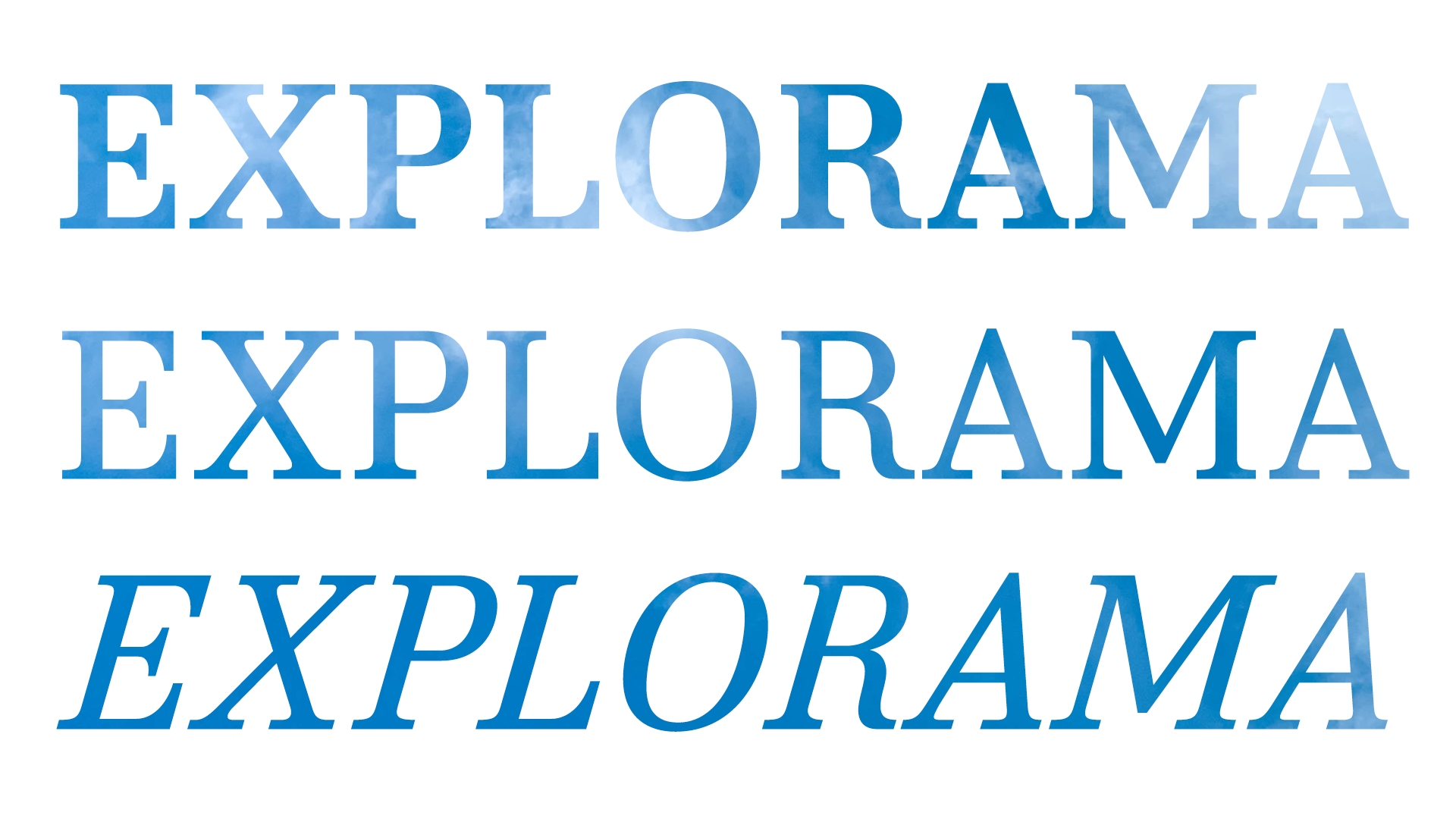 Explorama uppercase in different weights